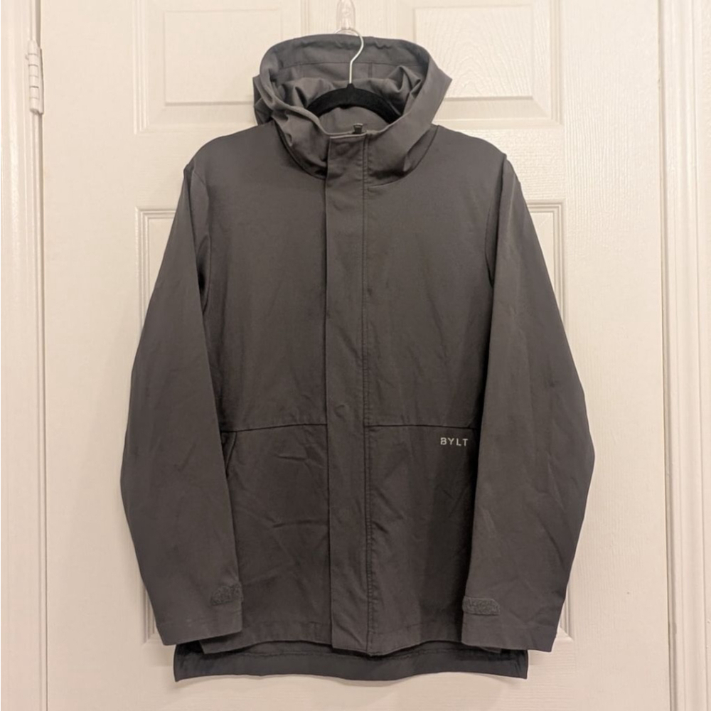 BYLT Gray Elite+ Shelter Performance Jacket M Hooded Full Zip Magnetic Closure